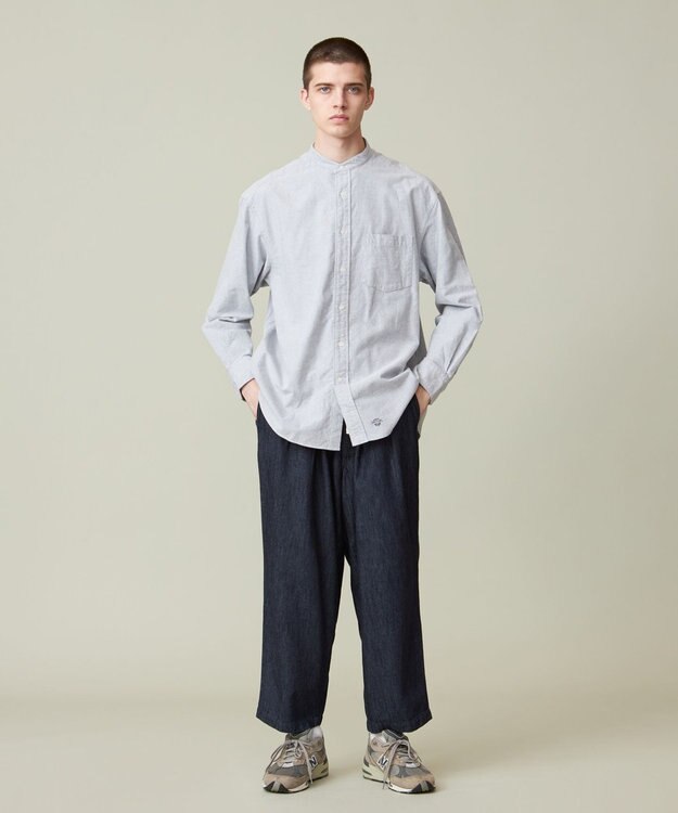 J.PRESS YORK STREET 【UNISEX】オックス起毛 バンドカラーシャツ ライトグレー系