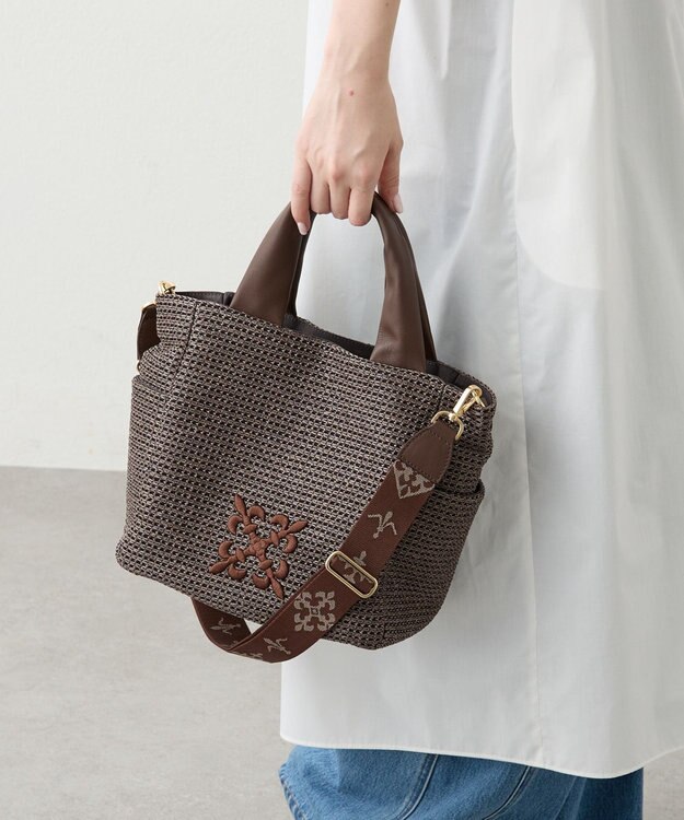 russet ナイロンラフィア2WAYトートバッグ(CE-1711) D.Brown
