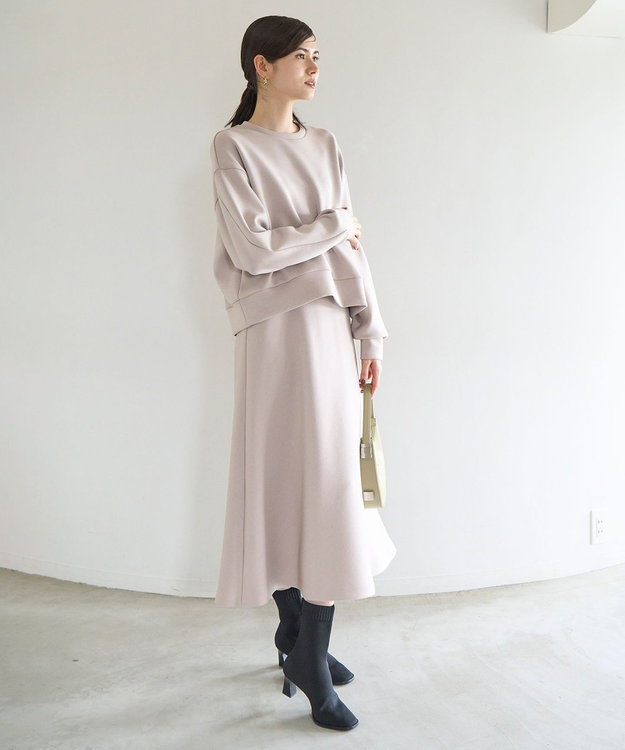 UNFILO 【新色登場】BEAUTY FORM JERSEY セミフレアスカート グレージュ