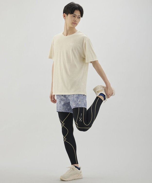 CW-X 【UNISEX】 CW-X トップス Ｔシャツ 半袖 3分袖 Ｕネック 吸汗速乾(本体) ユニセックス DLR115 /ワコール アイボリー