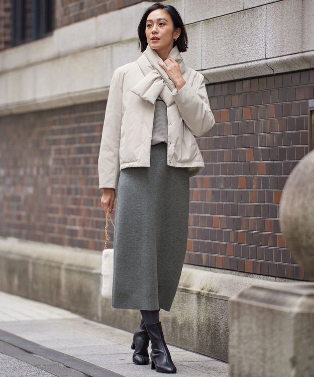 自由区 【撥水加工・洗える】ティペット付きスプリング ダウン ベージュ