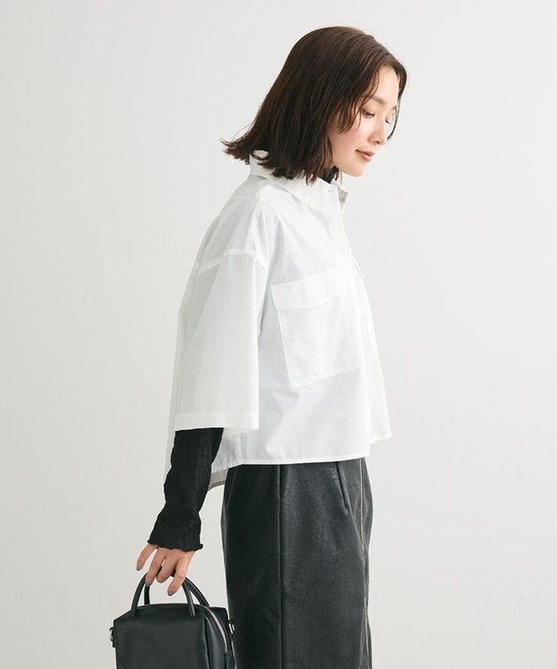 Green Parks ５分袖ショートシャツ Off White