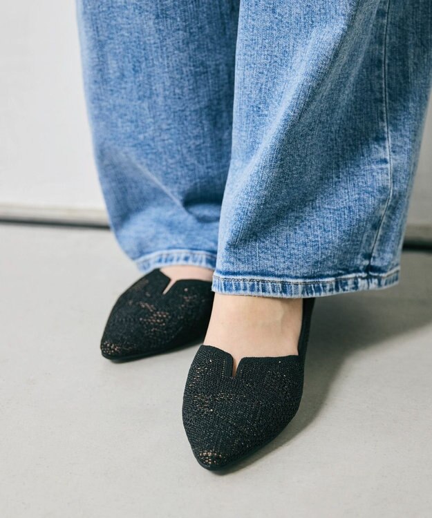 steppi ポインテッド レース パンプス ブラック