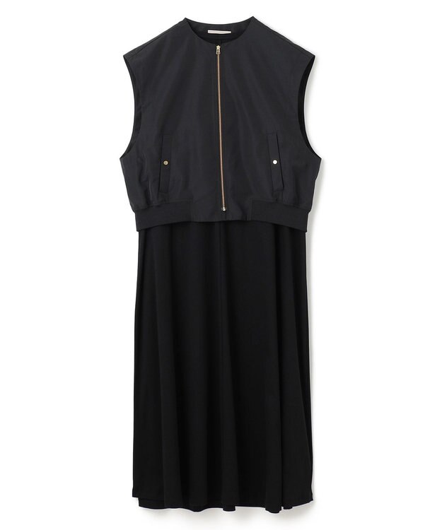 UNFILO 【STORY×UNFILOコラボ】MA-1ジレ付き ワンピース ブラック×ブラック