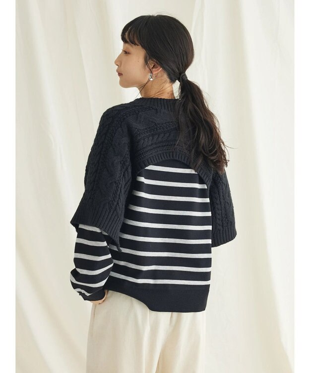 CRAFT STANDARD BOUTIQUE ２ＷＡＹケーブルニットベスト Black