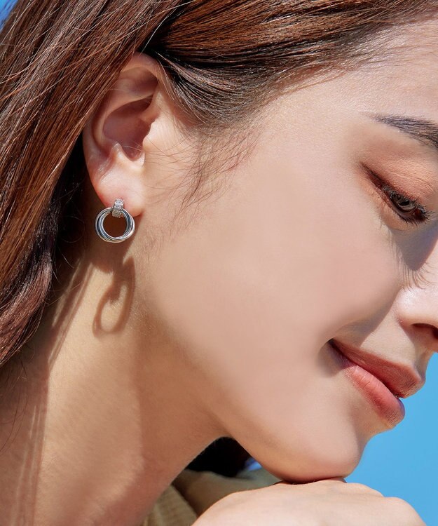 Tiaclasse 【金属アレルギー対応】ストーンフープバインドピアス シルバー