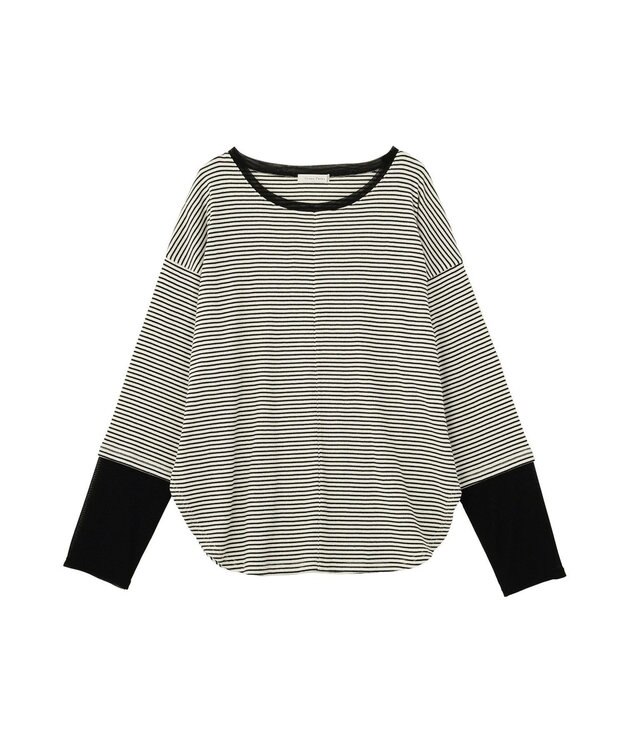 Green Parks 袖チュールリブプルオーバー Border