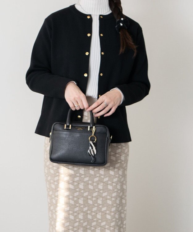 INTER-CHAUSSURES 【ANDREA CARDONE】ネコ型レザーキーチャーム ブラックコンビ