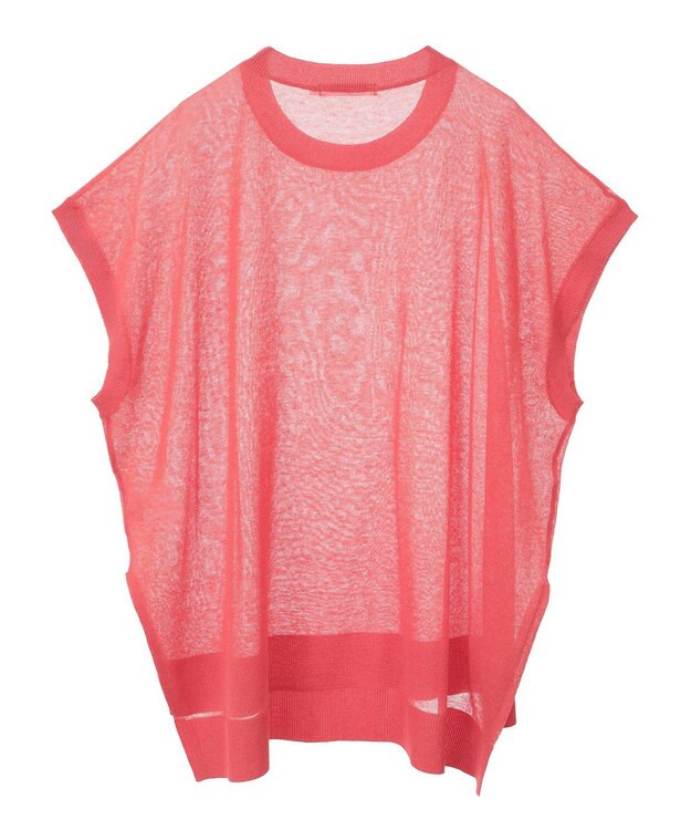 AMERICAN HOLIC ウォッシャブルシアーニットフレンチスリーブトップス Red