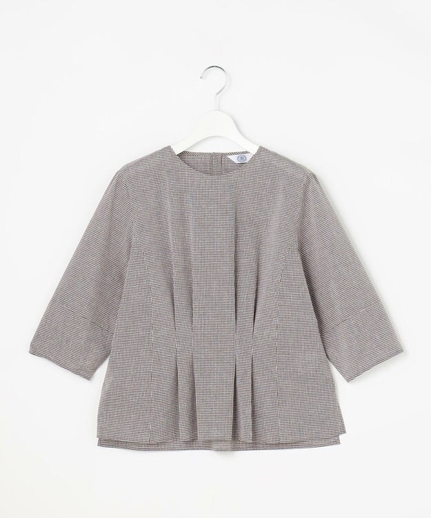 J.PRESS LADIES S リネンminiチェック プルオーバー ブラウス ブラウンギンガム系