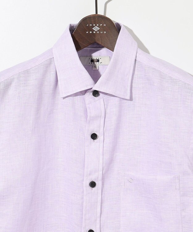JOSEPH ABBOUD 【キングサイズ・麻100％・軽い・涼しい】 モイスチャーリネン半袖 シャツ ふじ色系