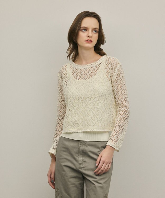 GRACE CONTINENTAL レースフレアスリーブトップ キナリ