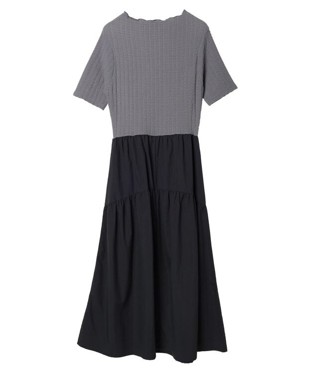 Green Parks しぼドッキングワンピース Charcoal Gray