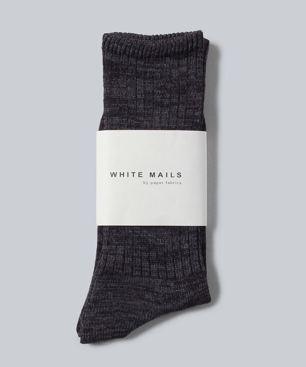WHITE MAILS MIDDLE GAUGE PAPER ワイドリブソックス クロ