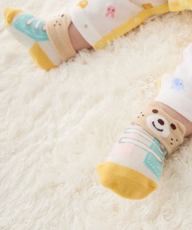 MIKI HOUSE HOT BISCUITS 【9-11cm】ベビーソックス　シューズ風 マルチカラー