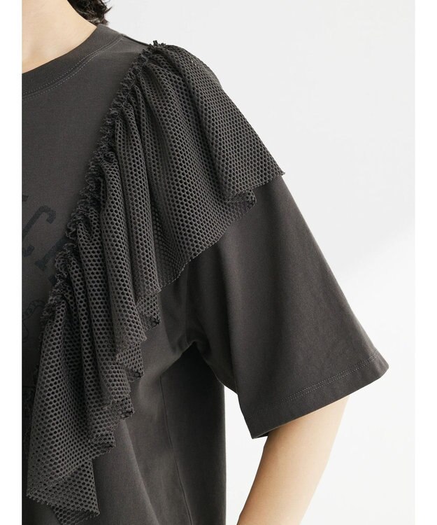 Green Parks ・ＳＵＧＡＲ　ＳＰＯＯＮ　カレッジｐｔラッフルＴシャツ Charcoal Gray