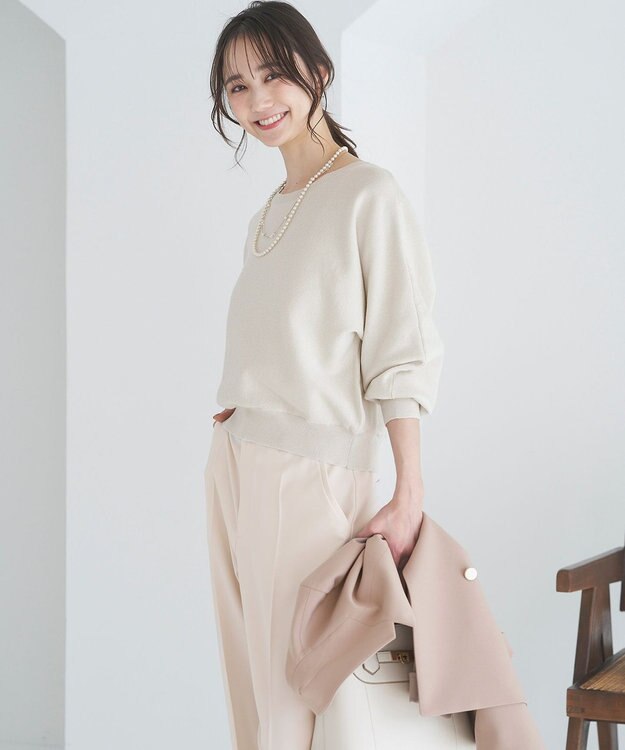 ANY SIS 【洗える】パフスリーブラメ ニット アイボリー