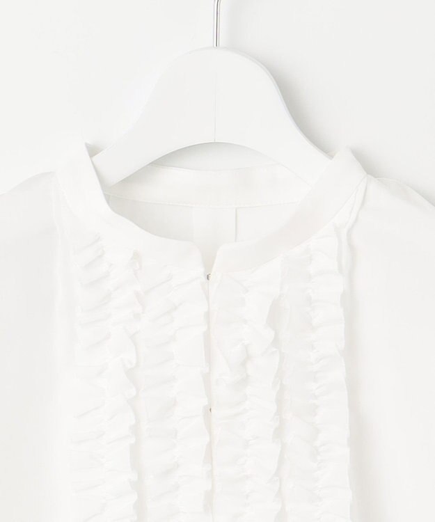 自由区 【洗える】ソフトリネンフリルディティール ブラウス オフ