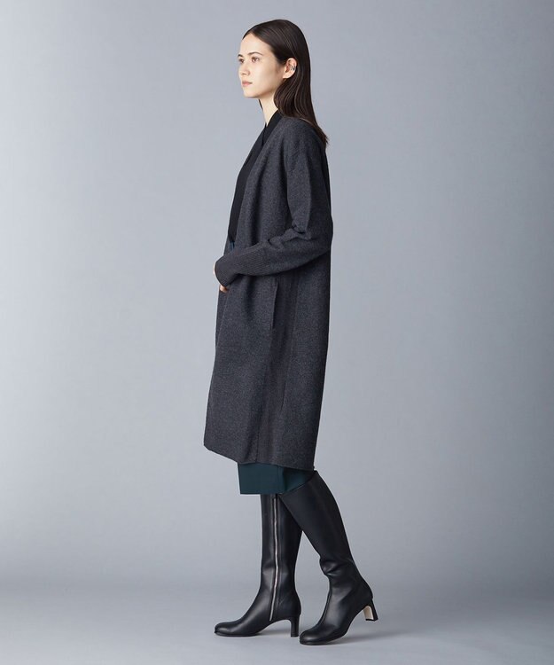 ICB L ミルドウール ロングカーディガン チャコール系