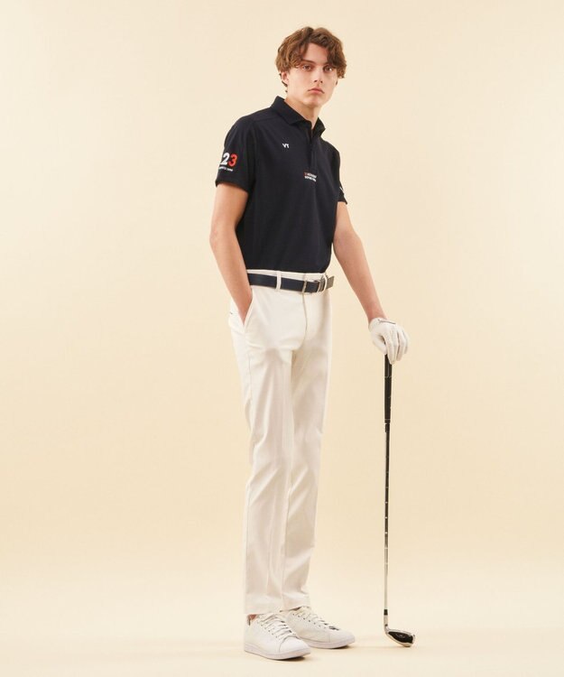 23区GOLF 【MEN】【吸水速乾】ポンチコンビ ポロシャツ ネイビー系
