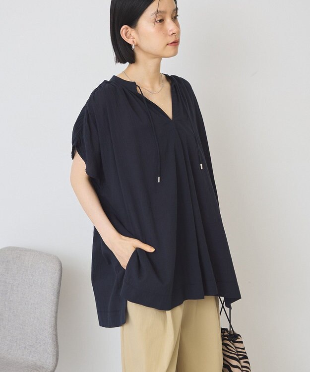 AMERICAN HOLIC フレンチスリーブスキッパーブラウス Dark Navy