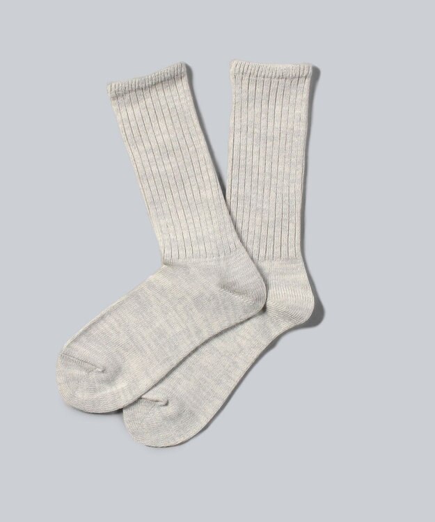 WHITE MAILS MIDDLE GAUGE PAPER ワイドリブソックス ライトグレー