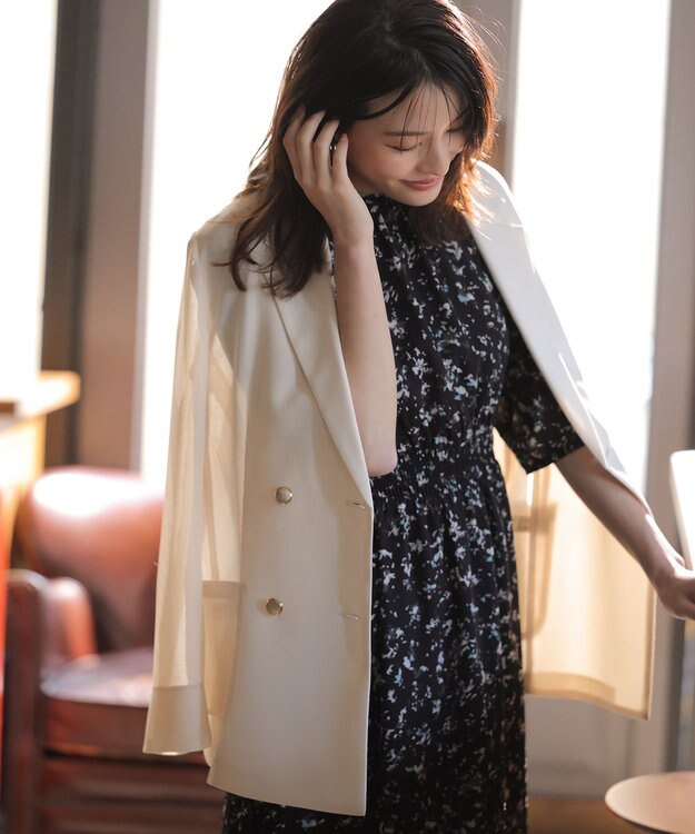 ANY SIS シアーメッシュ ダブルジャケット ライトベージュ