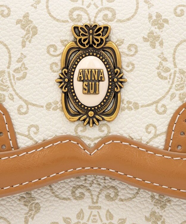 ANNA SUI リーブル 口金二つ折り財布 ベージュ