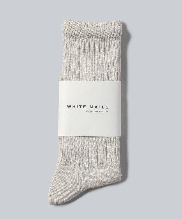 WHITE MAILS MIDDLE GAUGE PAPER ワイドリブソックス ライトグレー