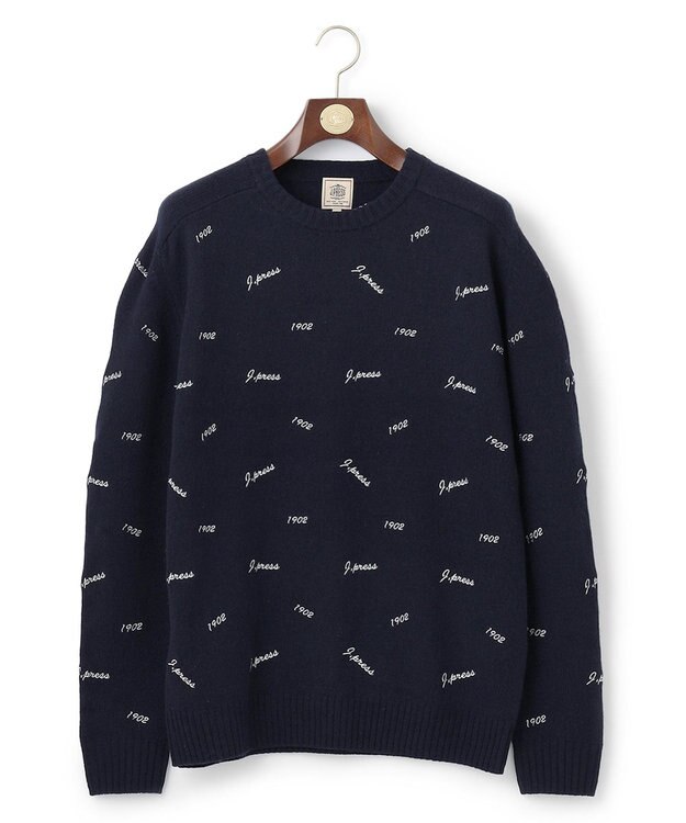 J.PRESS MEN エンブロイダリー クルーネックニット ネイビー系