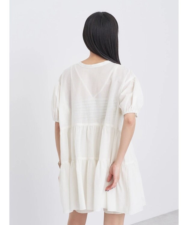 earth music&ecology 綿ローンティアードチュニック Off White