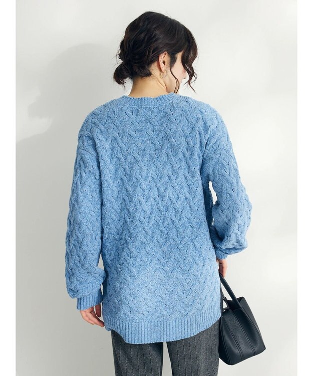 CRAFT STANDARD BOUTIQUE 洗えるモールケーブルニットチュニック Sax