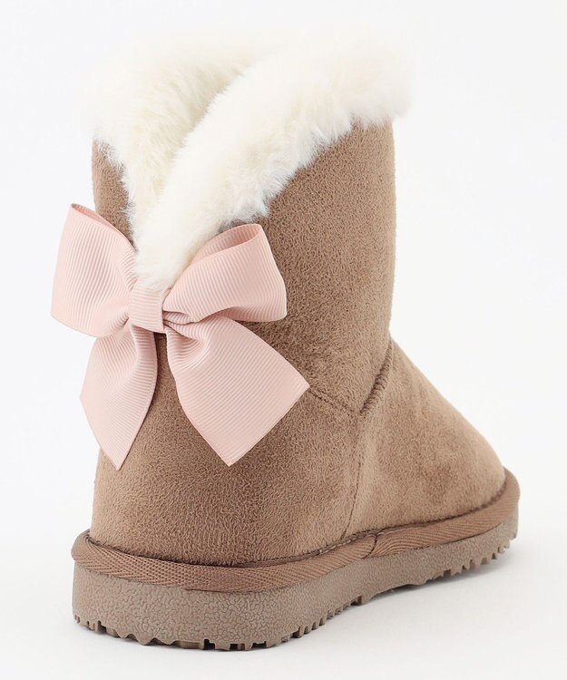 ANY KIDS フェイクムートン リボン ブーツ ベージュ