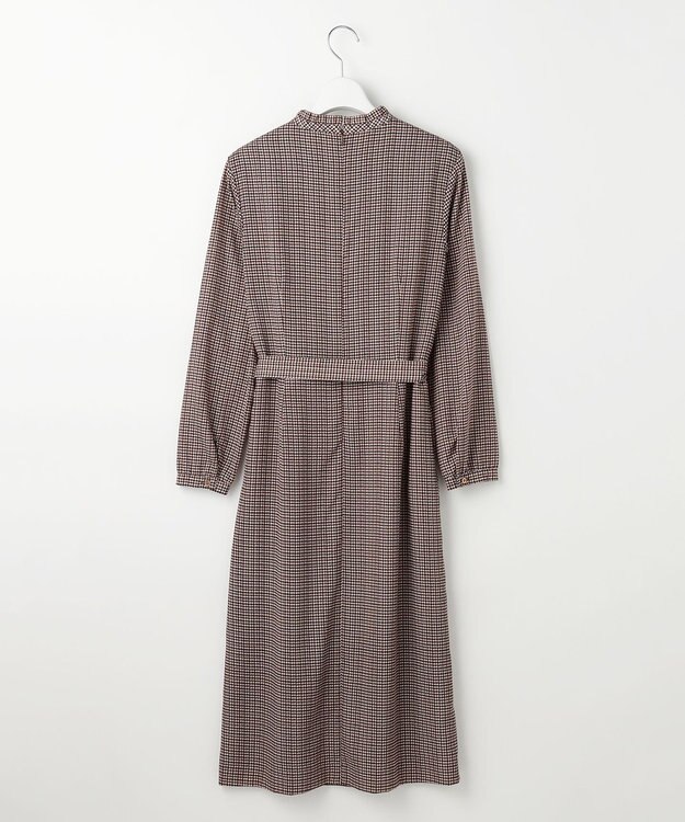 J.PRESS LADIES L デシンハウンドトゥースプリント ワンピース ブラウン系