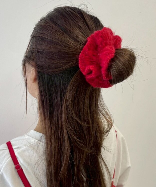 WEGO Lヘムフリルニットシュシュ レッド