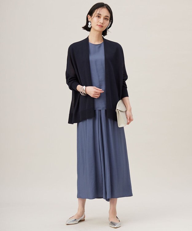 自由区 【セットアップ対応・接触冷感・UVケア・洗える】エアリーツイルキュロット パンツ ブルーグレー