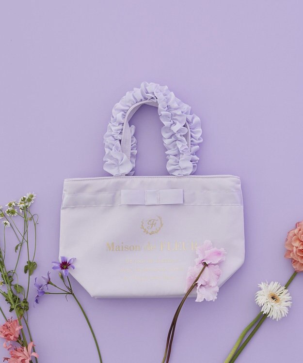 Maison de FLEUR ブランドロゴフリルハンドルトートSバッグ Lavender