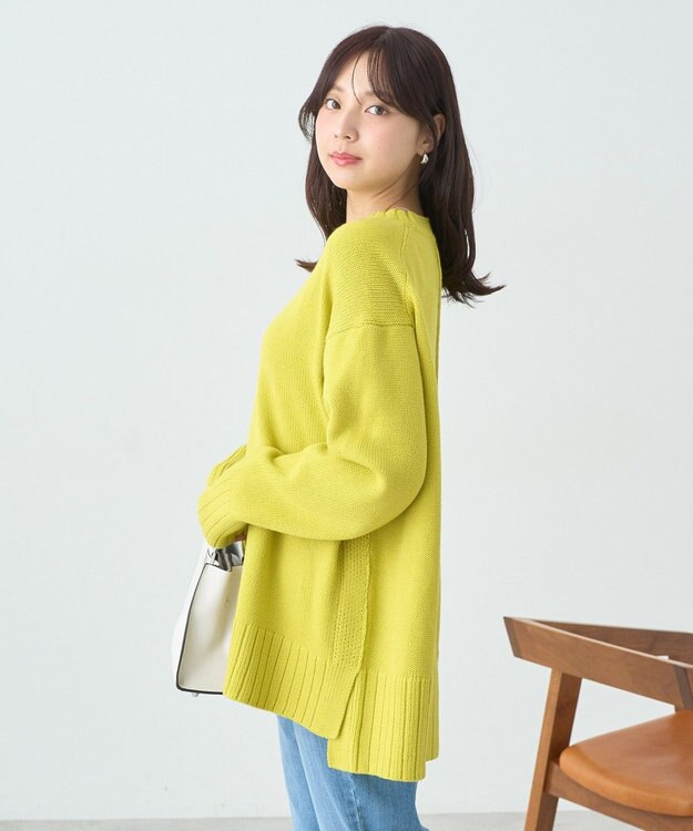 earth music&ecology ウォッシャブルスリットチュニック Yellow