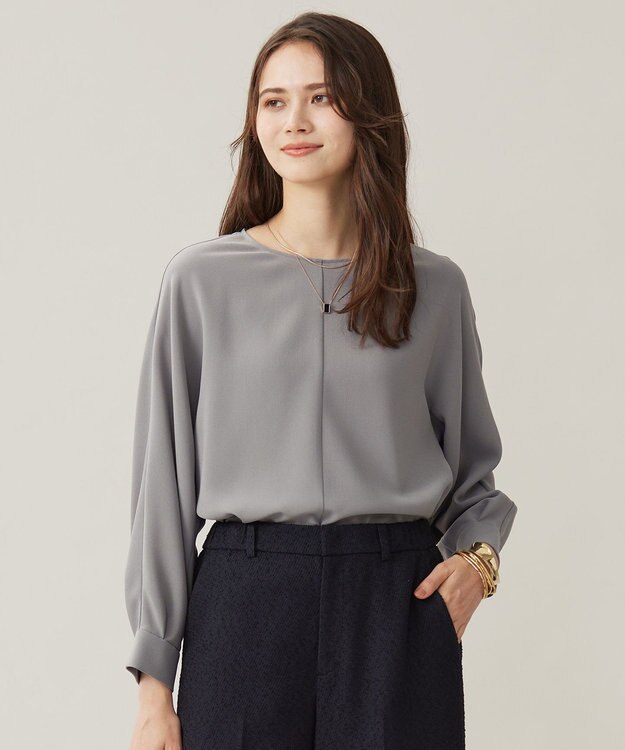 自由区 【洗える】ハイツイストプルオーバー ブラウス グレー