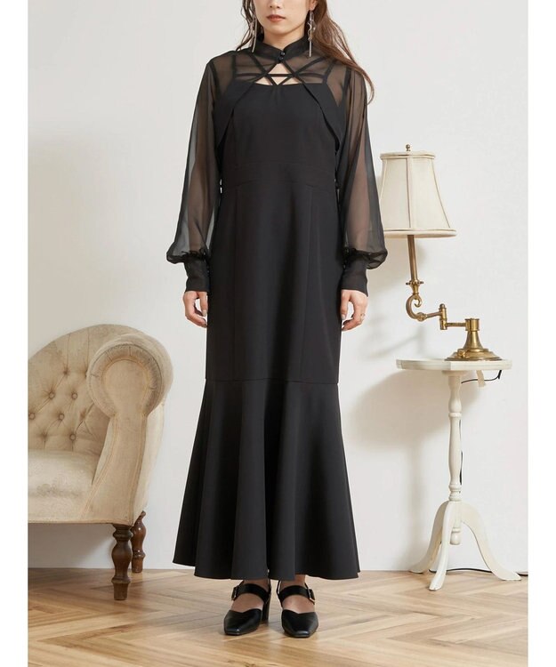 earth music&ecology ＳＥＴ２点シアーボレロ＋キャミワンピース Black