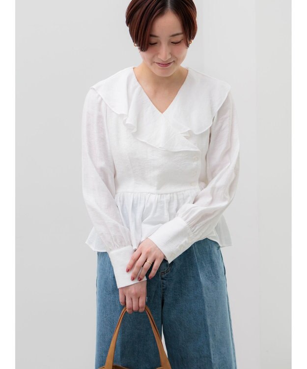 Te chichi ラッフルフリルペプラムブラウス ホワイト