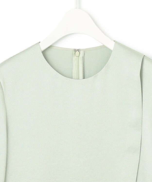 ICB 【WEB限定・洗える】サテンクレープ Tブラウス ピスタチオ系