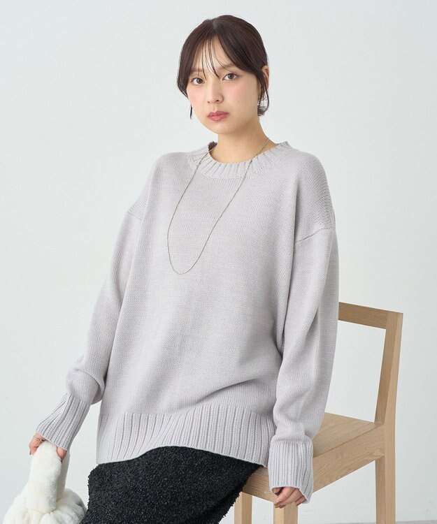 earth music&ecology ウォッシャブルスリットチュニック Gray Mixture