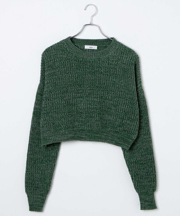 WEGO ミックスカーラーショートニット グリーン