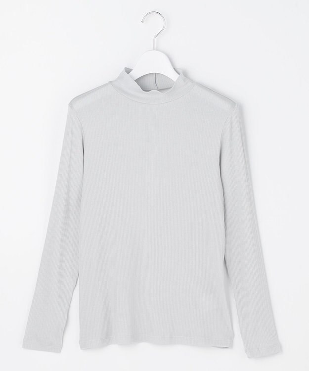 J.PRESS LADIES シルク混ベアテレコ ハイネック シアー カットソー ライトグレー系