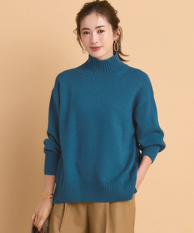 23区 S 【見上愛さんコラボカラー/Oggi掲載】カシミヤブレンド ハイネック ニット ピーコックグリーン系