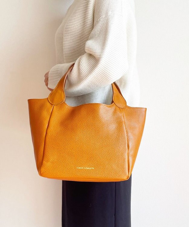 Hekhèr Le Style de Vie 【日本製/セレモニーにも】シュリンクレザー ハンドバッグ small キャメル