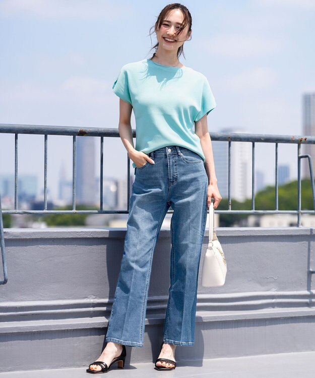 ANY SIS 【接触冷感・UVカット・洗える】ビューティクール フレンチ ニットＴ アクアブルー