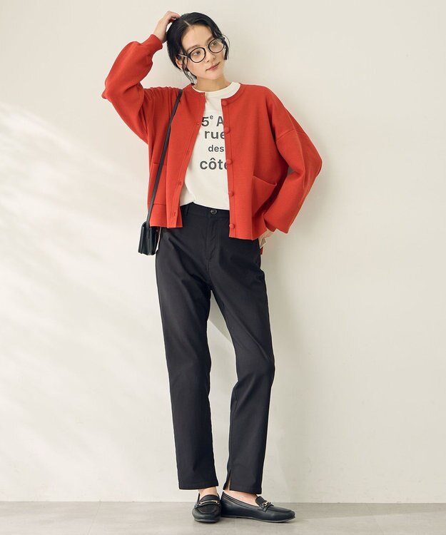 ANY L 【ウエストゴム】7days裏起毛テーパードパンツ ブラック