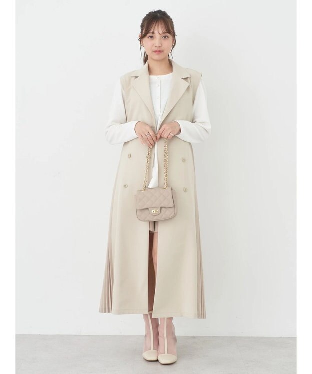 earth music&ecology サイドプリーツジレンチ Ecru